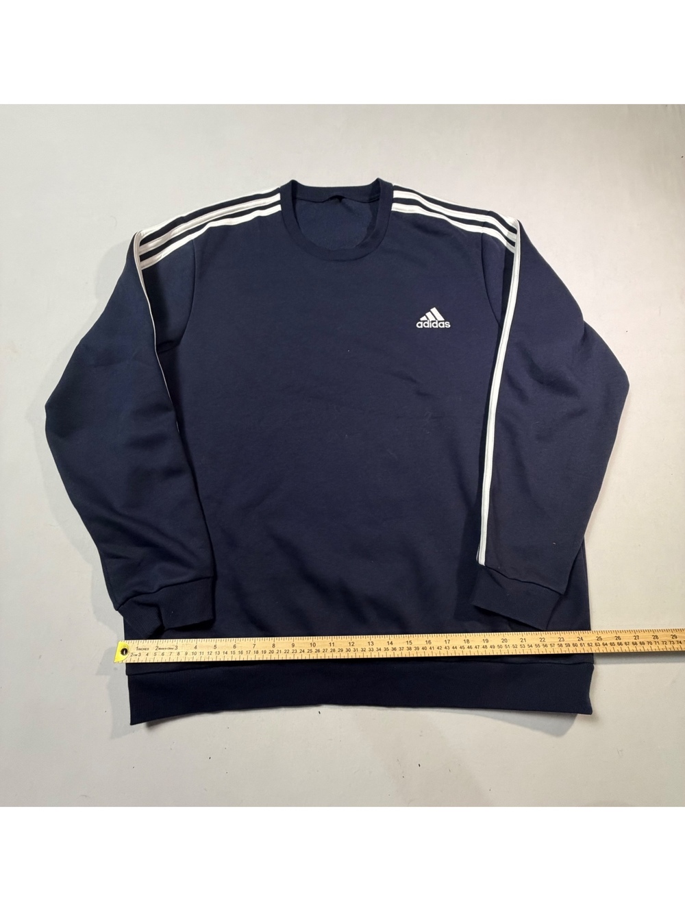 Adidas Essentials 3-Stripes Navy Sweatshirt Size XXL - Picture 4 of 7
